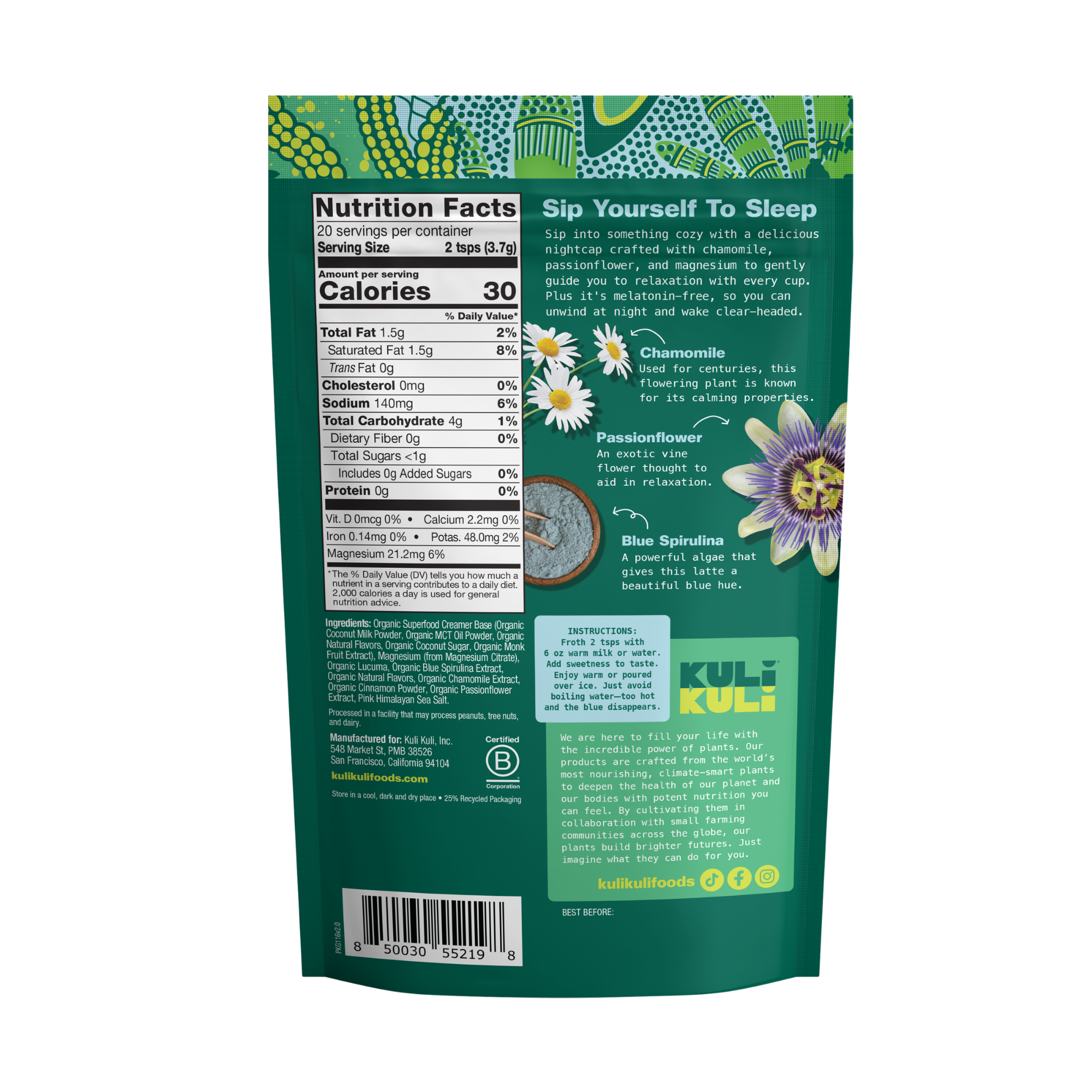 Blue Chamomile Superfood Latte