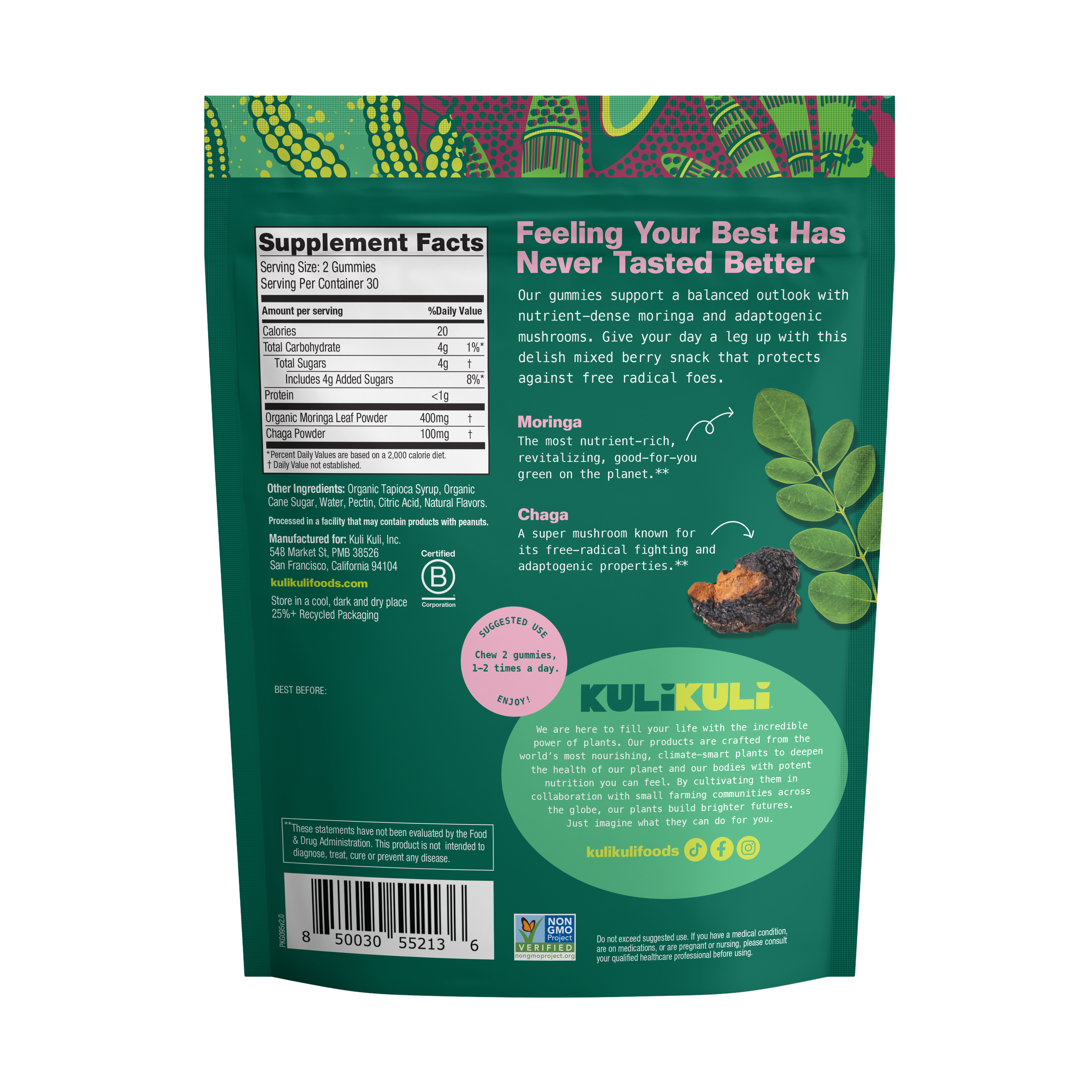 Moringa & Chaga Mushroom Superfood Gummies