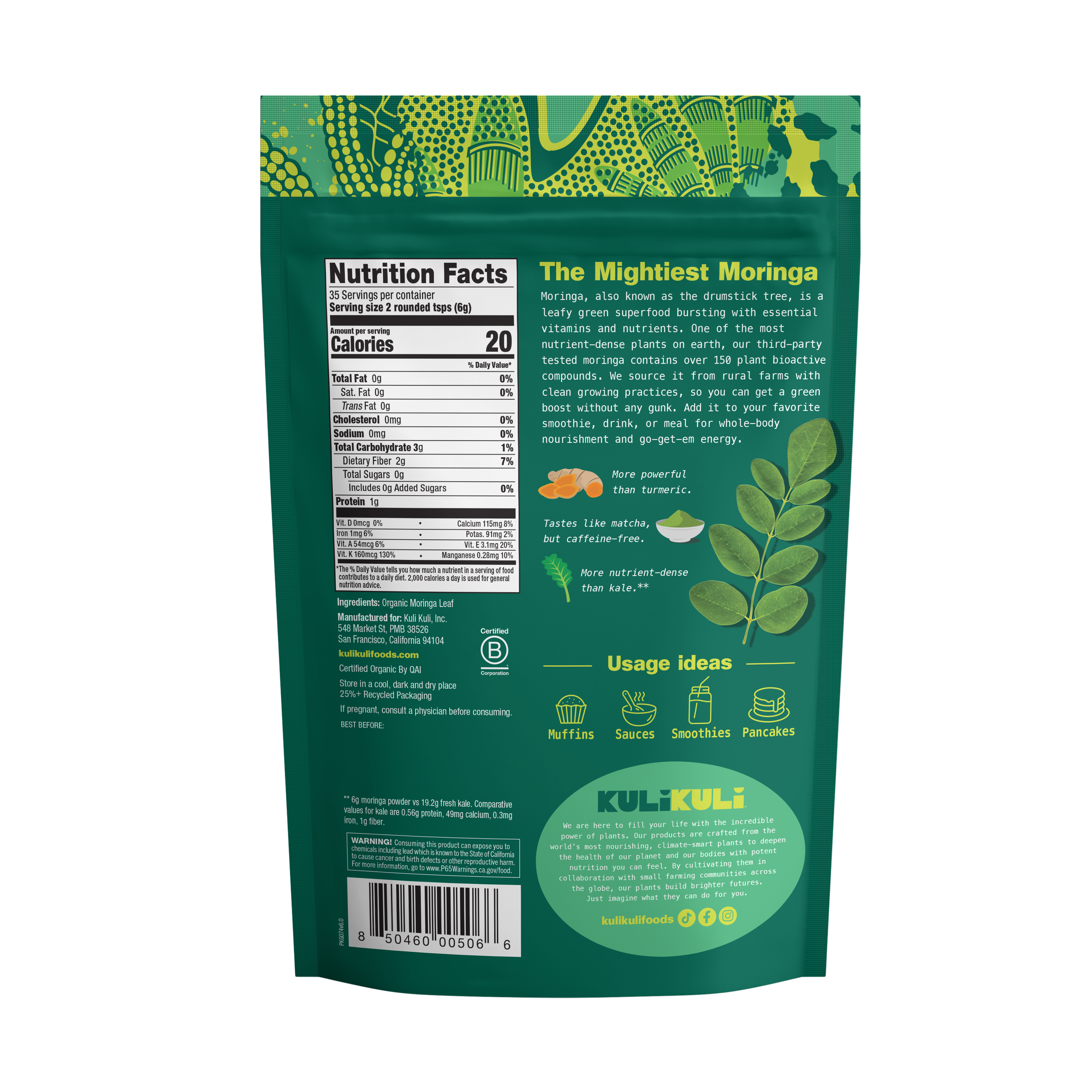 Organic Pure Moringa Powder (7.4 oz)