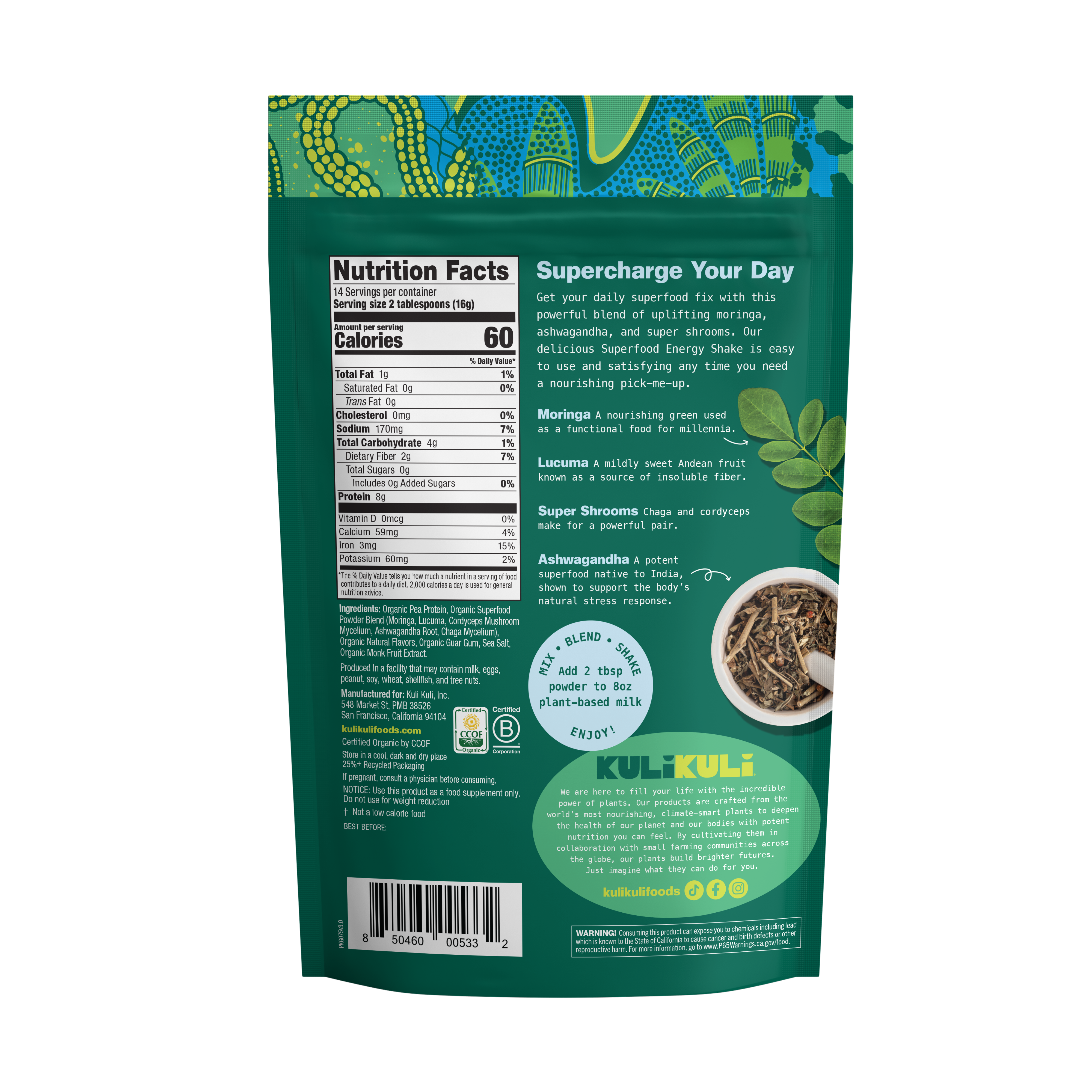 Organic Superfood Energy Shake - Vanilla