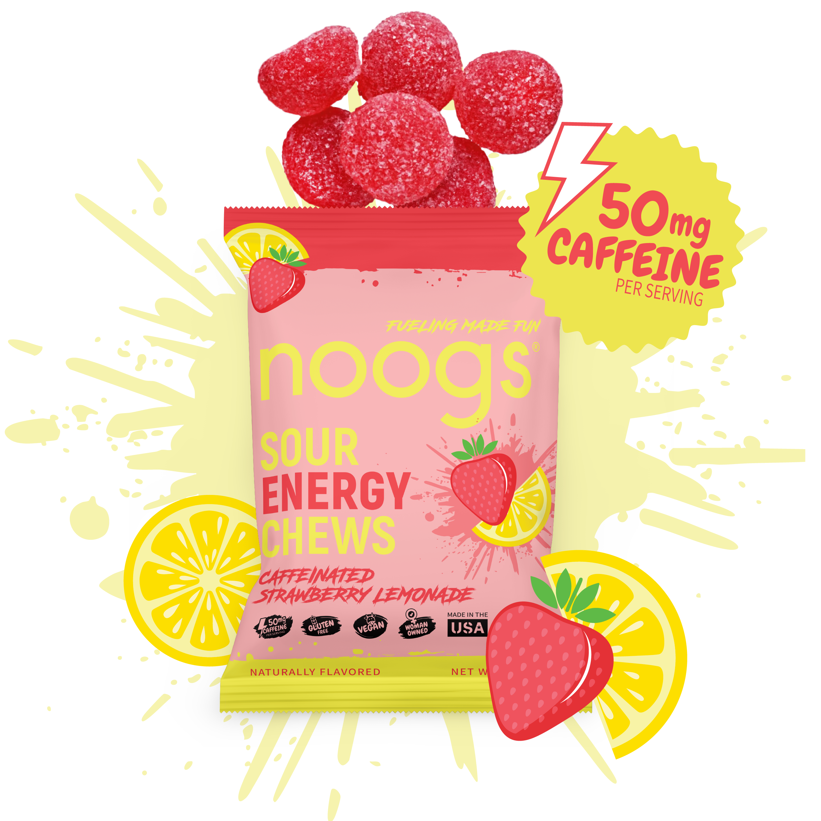 Caffeinated Strawberry Lemonade Sour Energy Chews