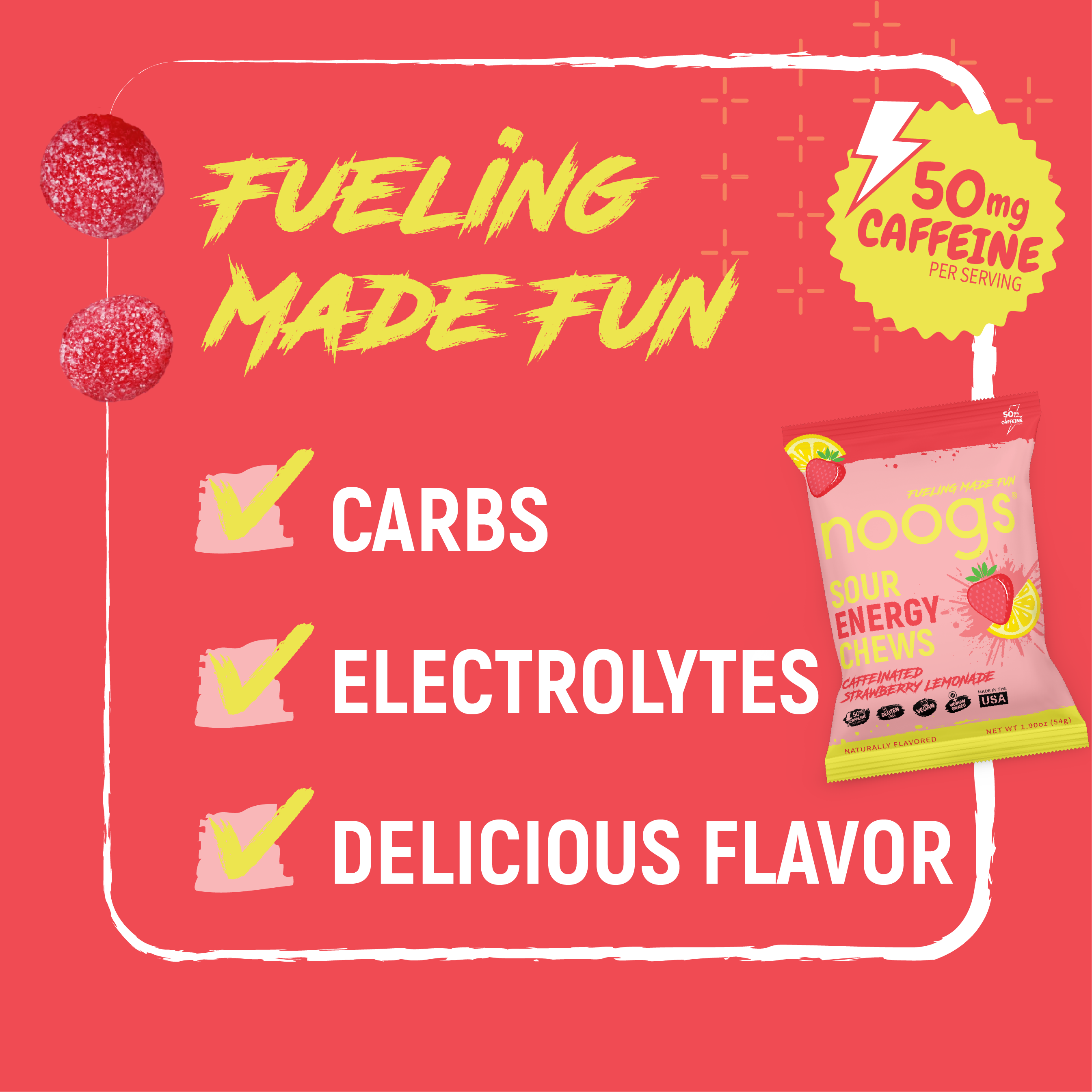 Caffeinated Strawberry Lemonade Sour Energy Chews
