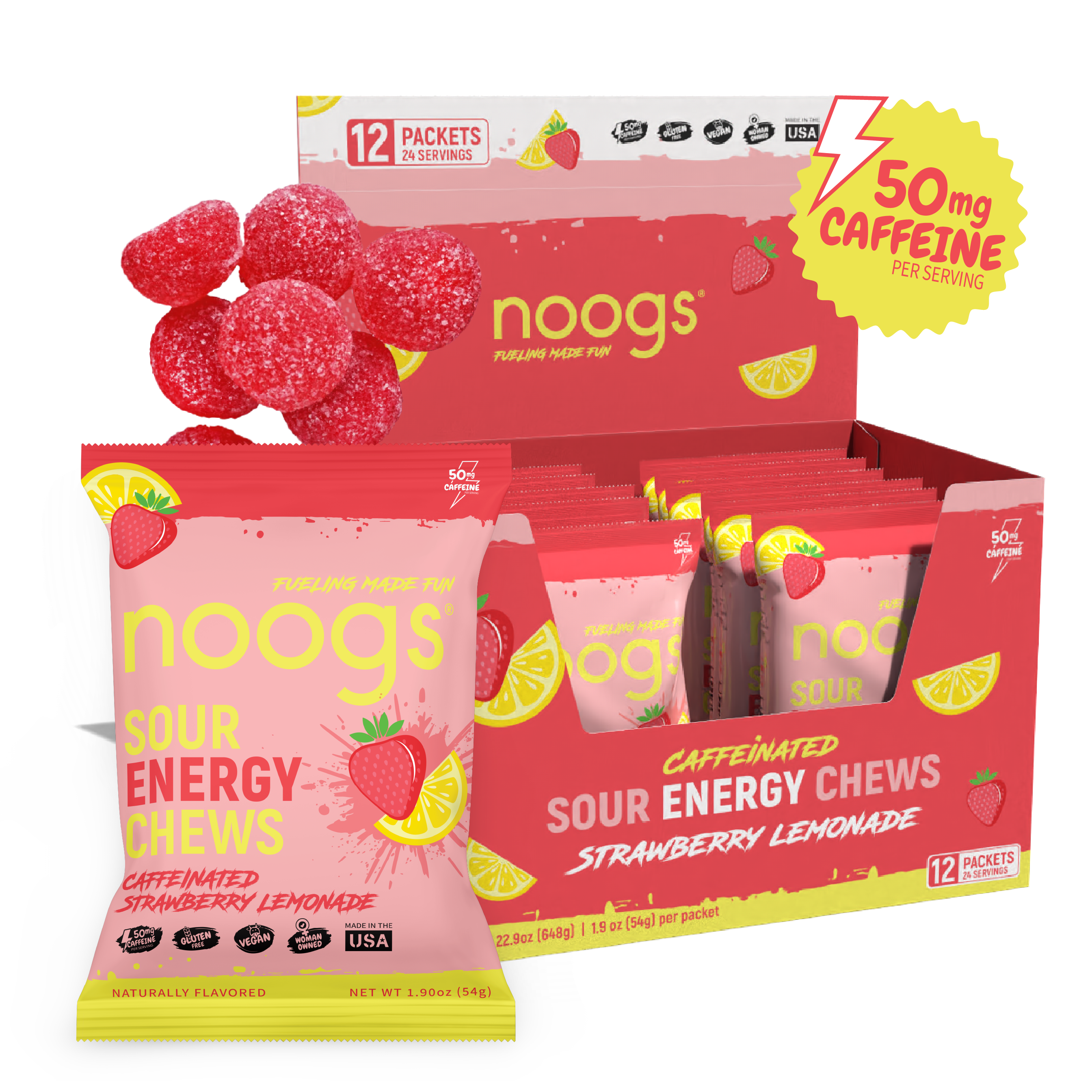 Caffeinated Strawberry Lemonade Sour Energy Chews
