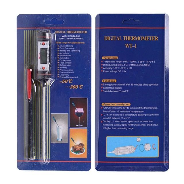 Professional Digital Kitchen Thermometer Barbecue Water Oil Digital Candy Candle Thermometer Cooking Kitchen BBQ Grill Thermometer Probe Instant Read Thermometer for Liquids Meat Food Thermometers 304 Stainless Steel Probe Tools