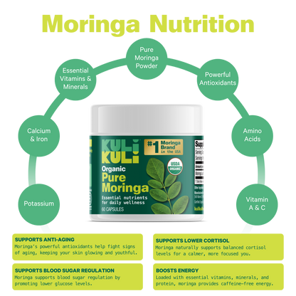 Organic Pure Moringa Powder Capsules (60-Count)