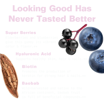 Hyaluronic Acid, Biotin & Baobab Superfood Gummies