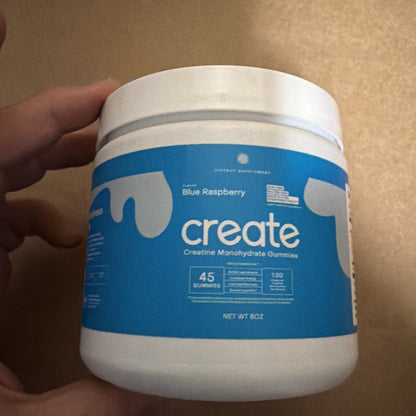 Create Wellness Creatine Monohydrate 45 Blue Raspberry Flavored Gummies